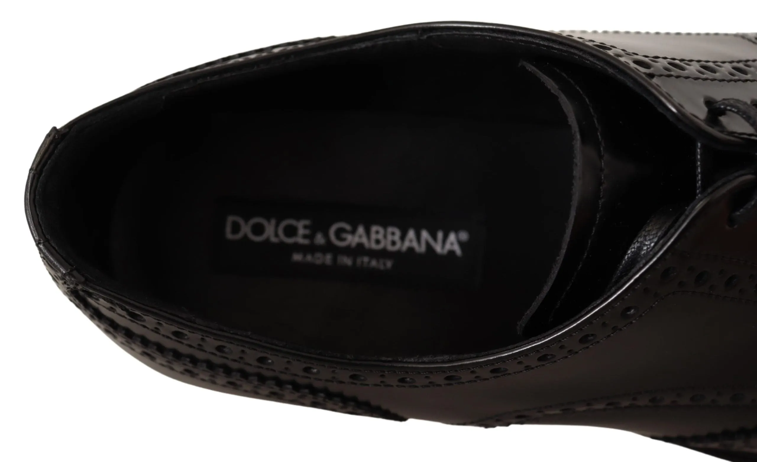 Dolce & Gabbana Black Brogue Leather Oxford Shoes for Men