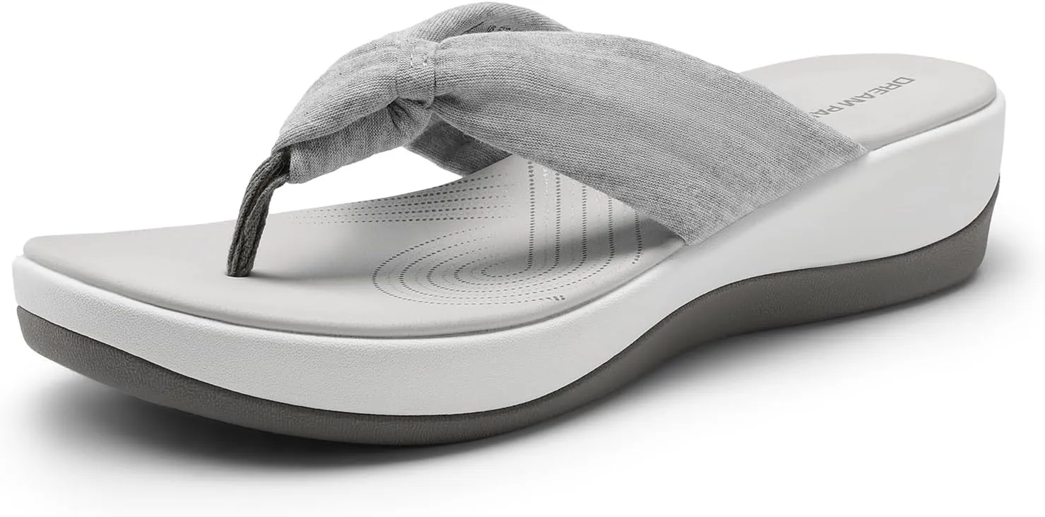 DREAM PAIRS Platform Flip Flops for Women Cushioned Thong Sandals with Soft Eva Foam Insole Lightweight Lycra fabric Comfort Dressy Slides Slippers for Summer Beach