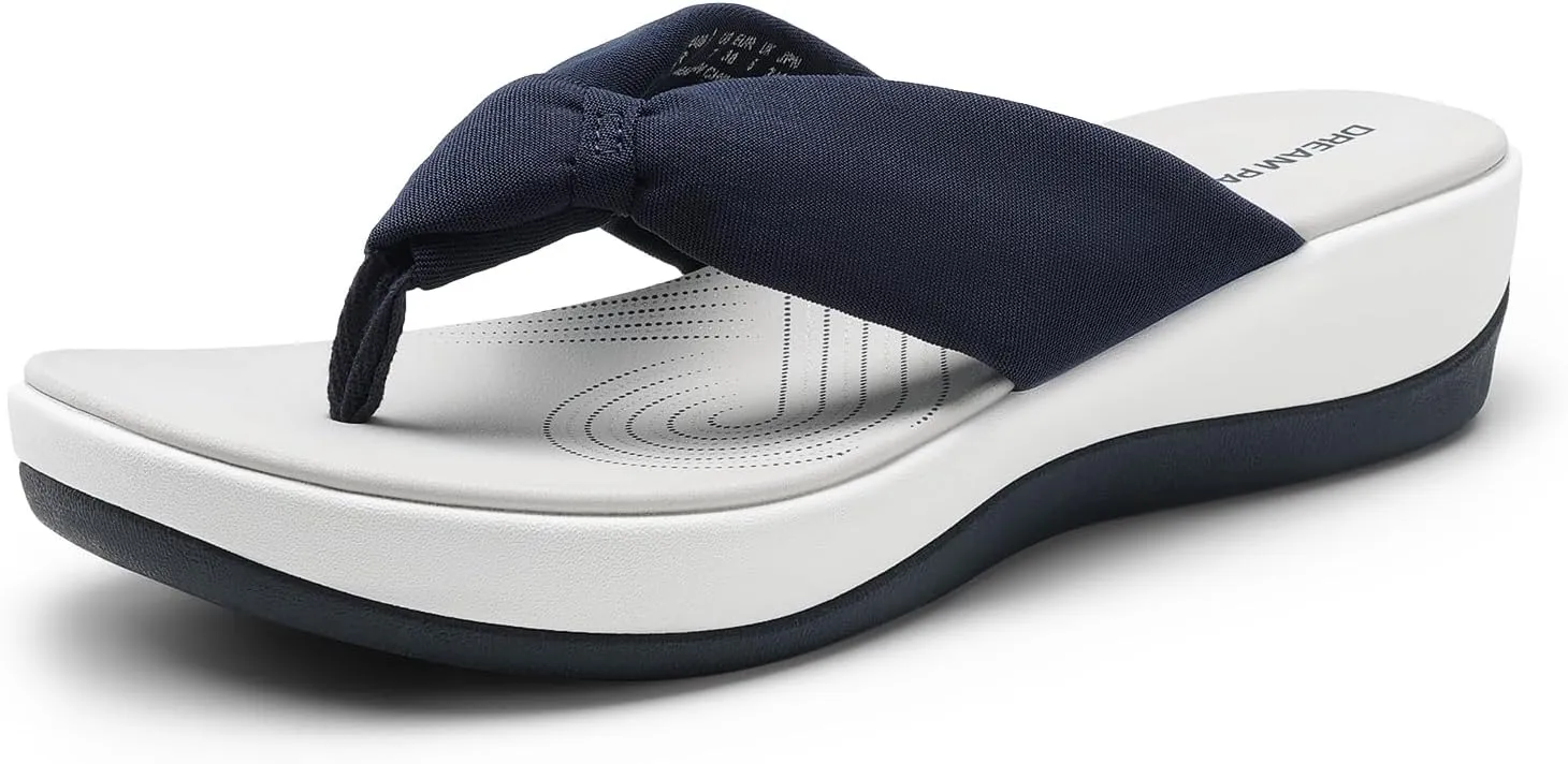 DREAM PAIRS Platform Flip Flops for Women Cushioned Thong Sandals with Soft Eva Foam Insole Lightweight Lycra fabric Comfort Dressy Slides Slippers for Summer Beach