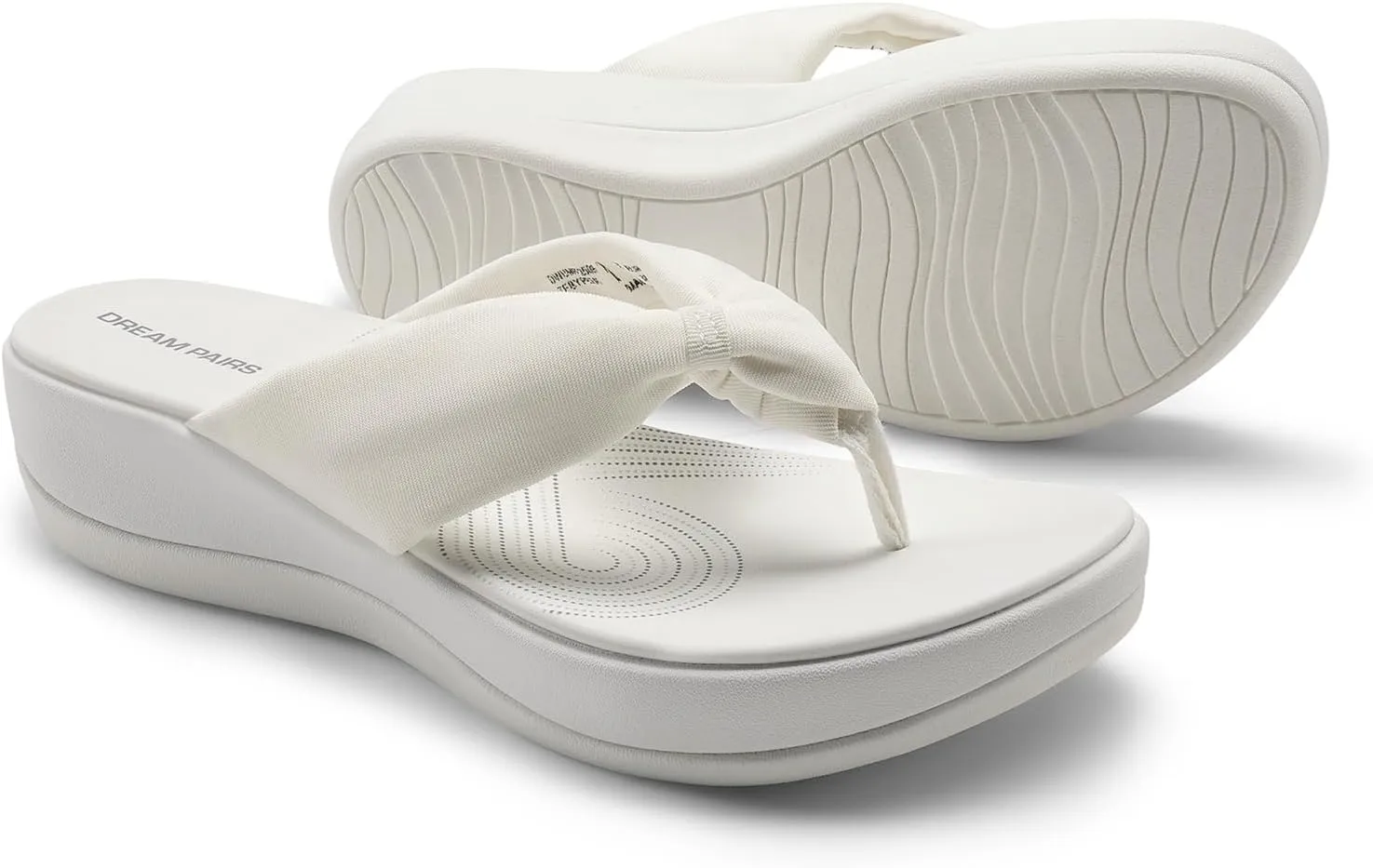 DREAM PAIRS Platform Flip Flops for Women Cushioned Thong Sandals with Soft Eva Foam Insole Lightweight Lycra fabric Comfort Dressy Slides Slippers for Summer Beach