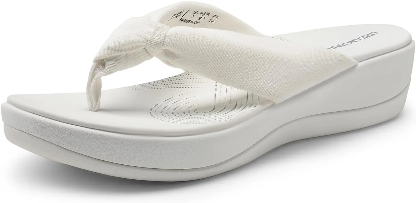 DREAM PAIRS Platform Flip Flops for Women Cushioned Thong Sandals with Soft Eva Foam Insole Lightweight Lycra fabric Comfort Dressy Slides Slippers for Summer Beach
