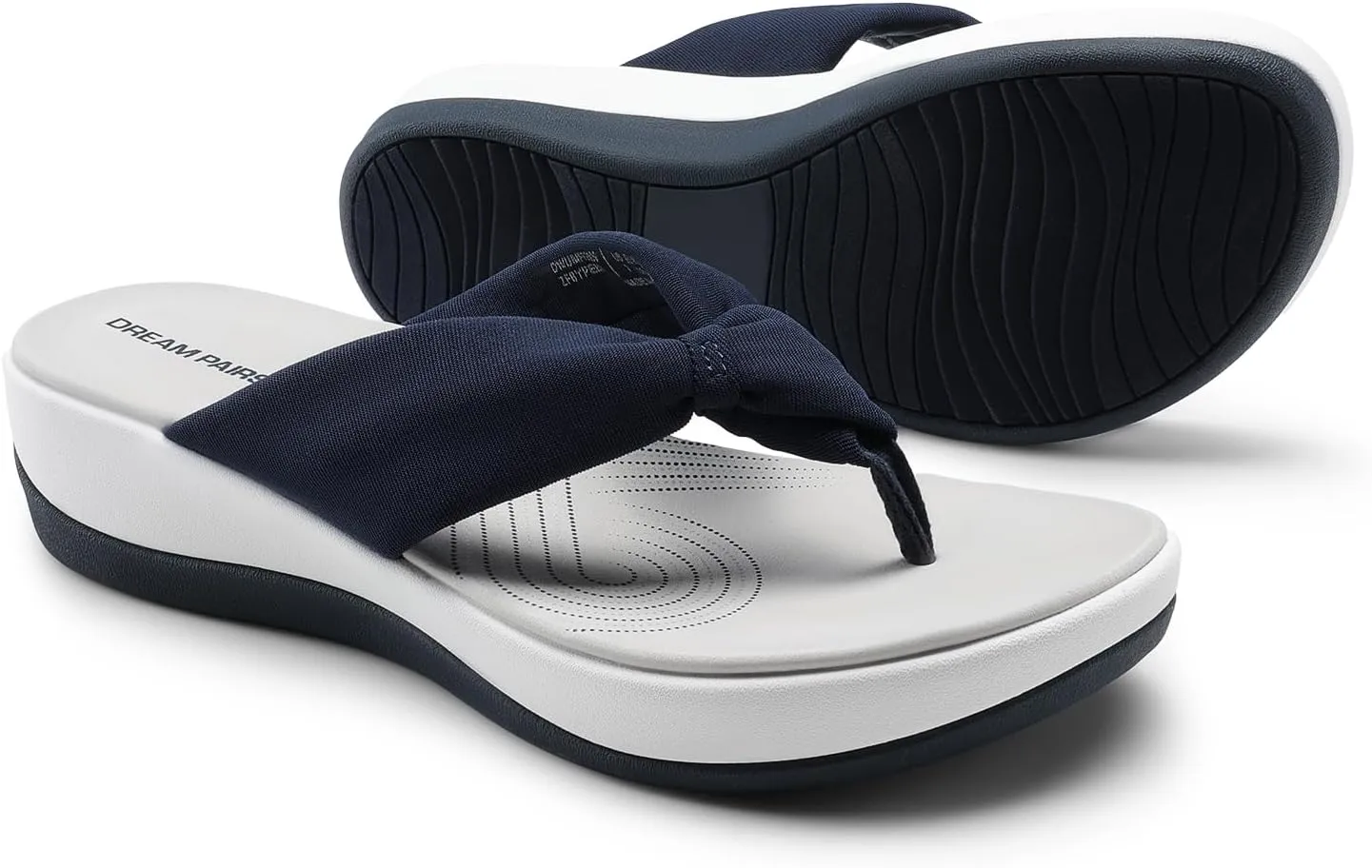 DREAM PAIRS Platform Flip Flops for Women Cushioned Thong Sandals with Soft Eva Foam Insole Lightweight Lycra fabric Comfort Dressy Slides Slippers for Summer Beach