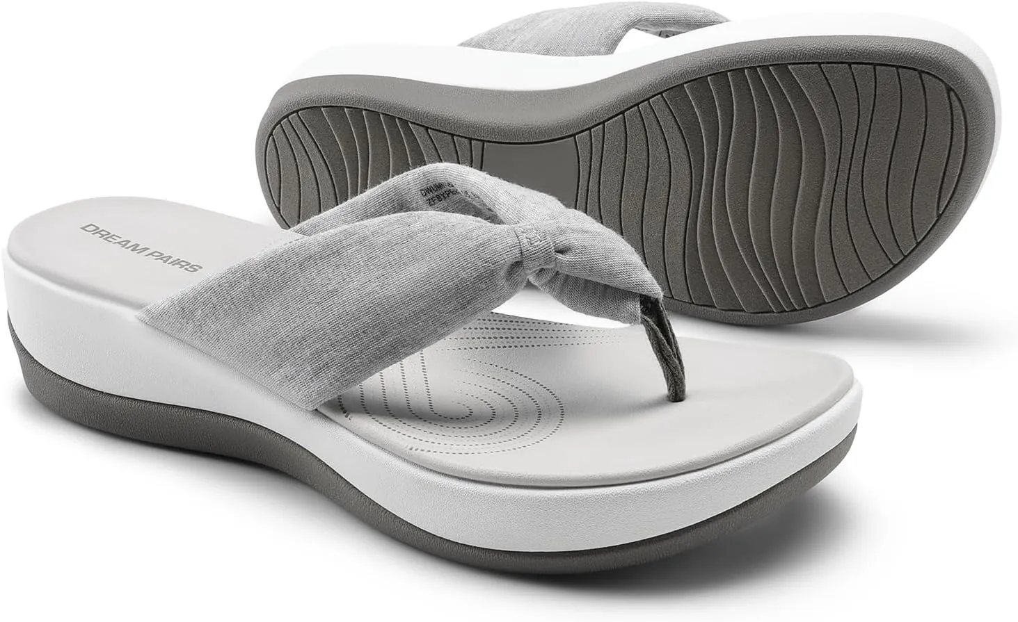 DREAM PAIRS Platform Flip Flops for Women Cushioned Thong Sandals with Soft Eva Foam Insole Lightweight Lycra fabric Comfort Dressy Slides Slippers for Summer Beach