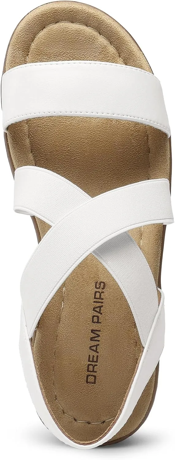 DREAM PAIRS Women's Summer Dressy Low Wedge Heels Comfortable Slip on Casual Flat Sandals for Walking Vacation