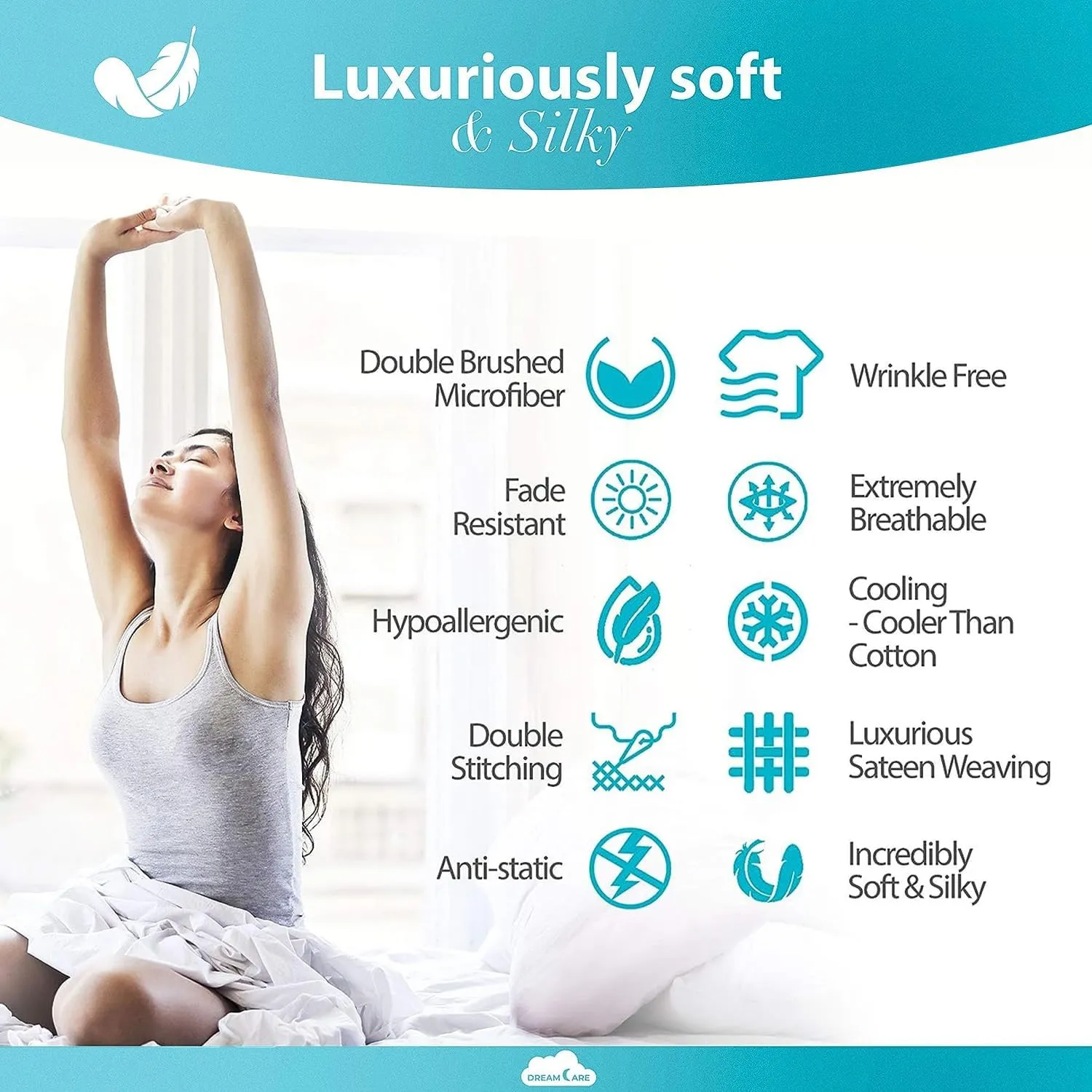 DREAMCARE King Size Sheets Set – 6 pcs Cooling Bed Sheets – up to 21” Deep Pocket King Sheet Set – 2500 Supreme Collection – Extra Soft 100% Brushed Microfiber Hotel Luxury with Side Pocket – N Blue