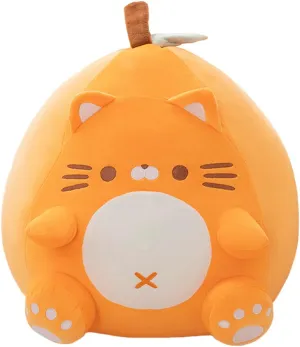 ELAINREN Chubby Fruit Cat Plush Pillow Super Soft Orange Kitten Stuffed Toy Fat and Roud Kitty Plushie Doll Gifts/19.6''