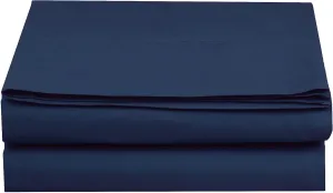 Elegant Comfort Premium Hotel Quality 1-Piece Flat Sheet, Luxury & Softest 1500 Thread Count Egyptian Quality Bedding Flat Sheet, Wrinkle, Stain and Fade Resistant, King, Navy