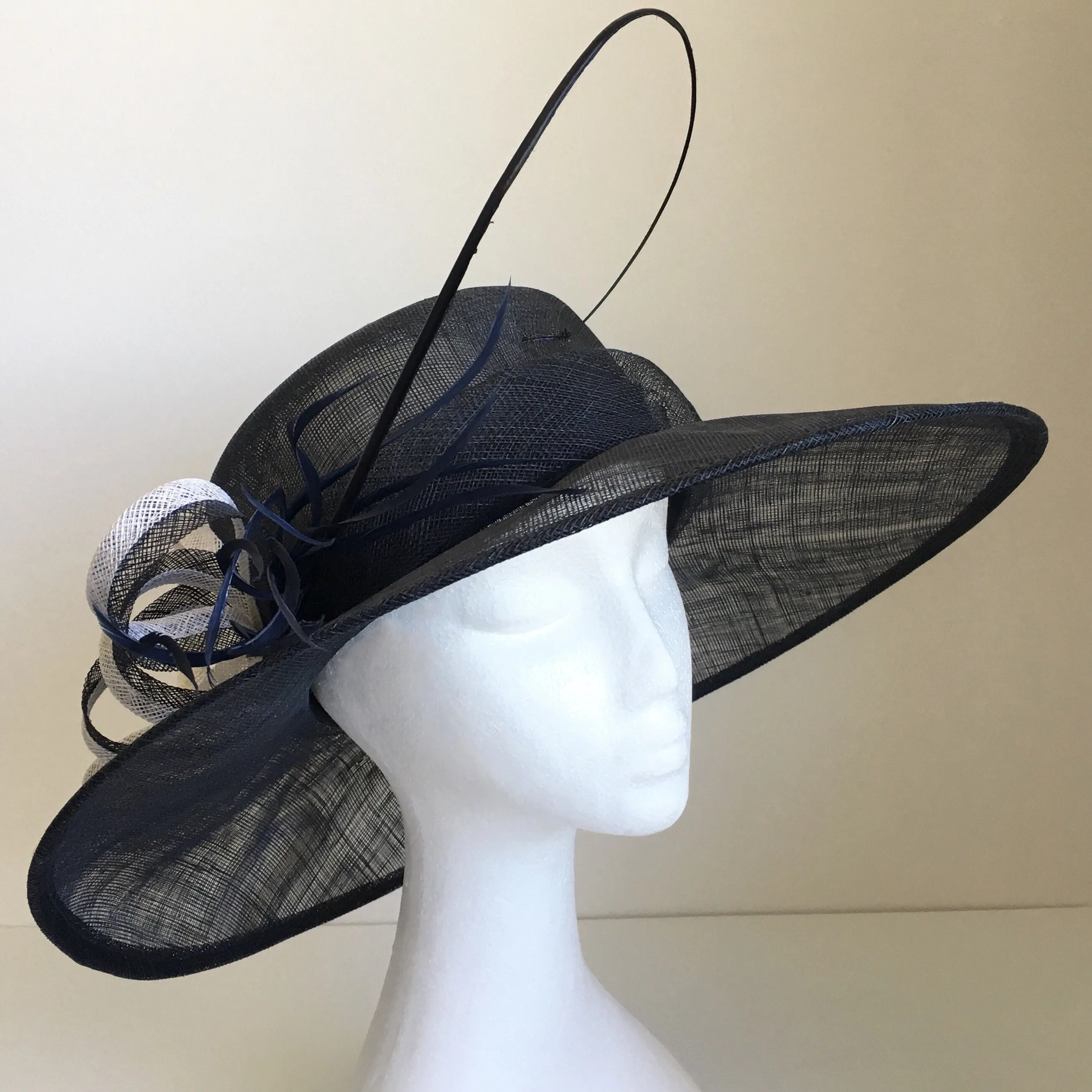 Elle Navy Blue Derby Hat, Wide-Brimmed Kentucky Derby Hat, Wedding Hat Navy, Spring Derby Fashion 2023, Formal Hats for Women, Tea-Party Hat