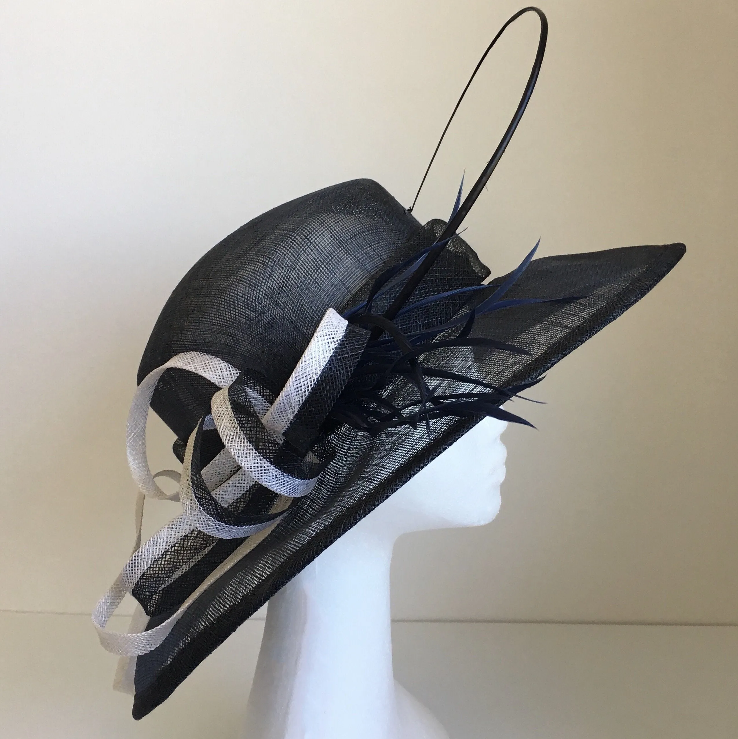 Elle Navy Blue Derby Hat, Wide-Brimmed Kentucky Derby Hat, Wedding Hat Navy, Spring Derby Fashion 2023, Formal Hats for Women, Tea-Party Hat