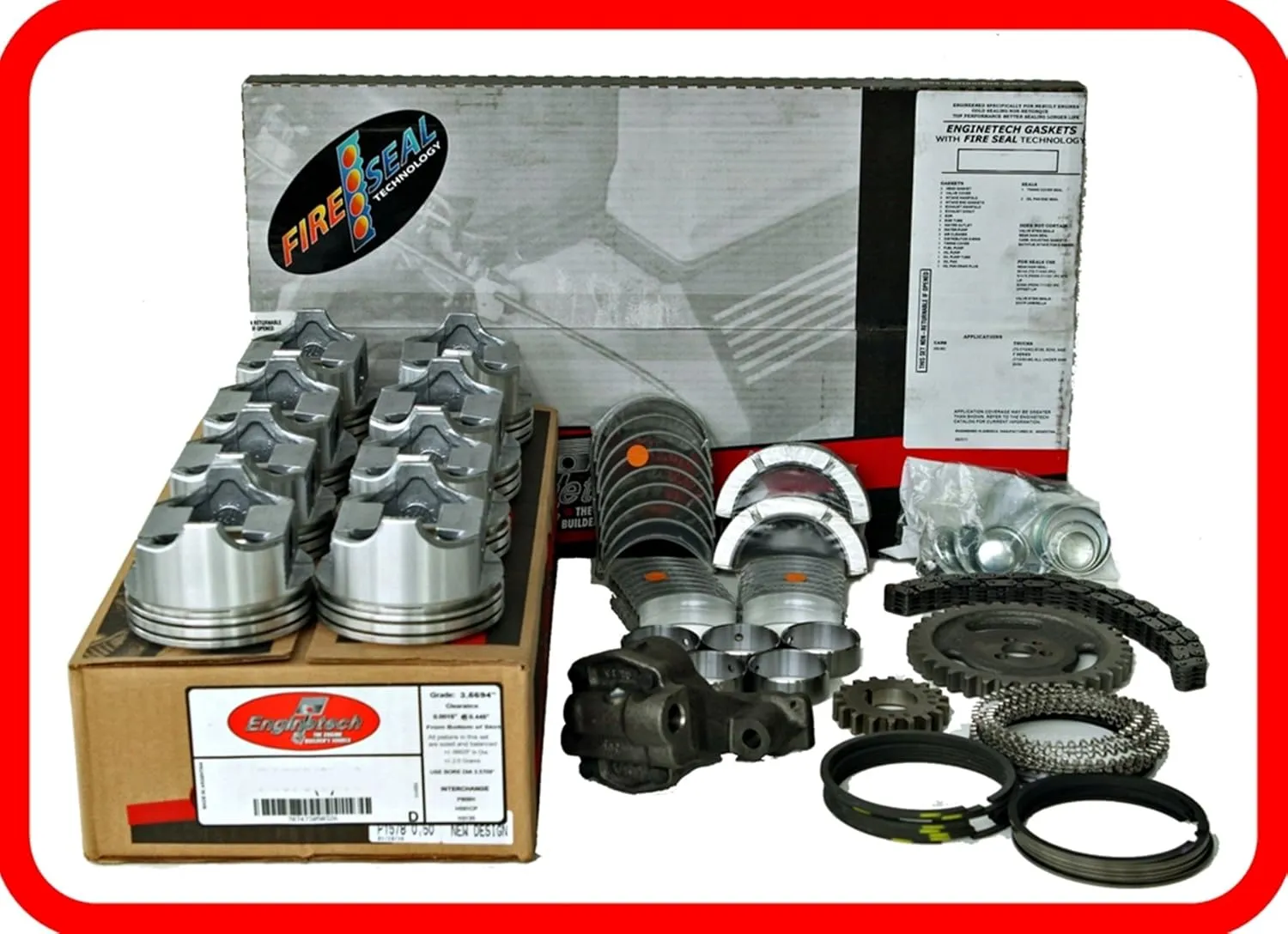 Engine Rebuild Overhaul Kit FITS: 1967-1985 Chevrolet SBC GM 350 5.7L OHV V8 w/Flat-Top Pistons