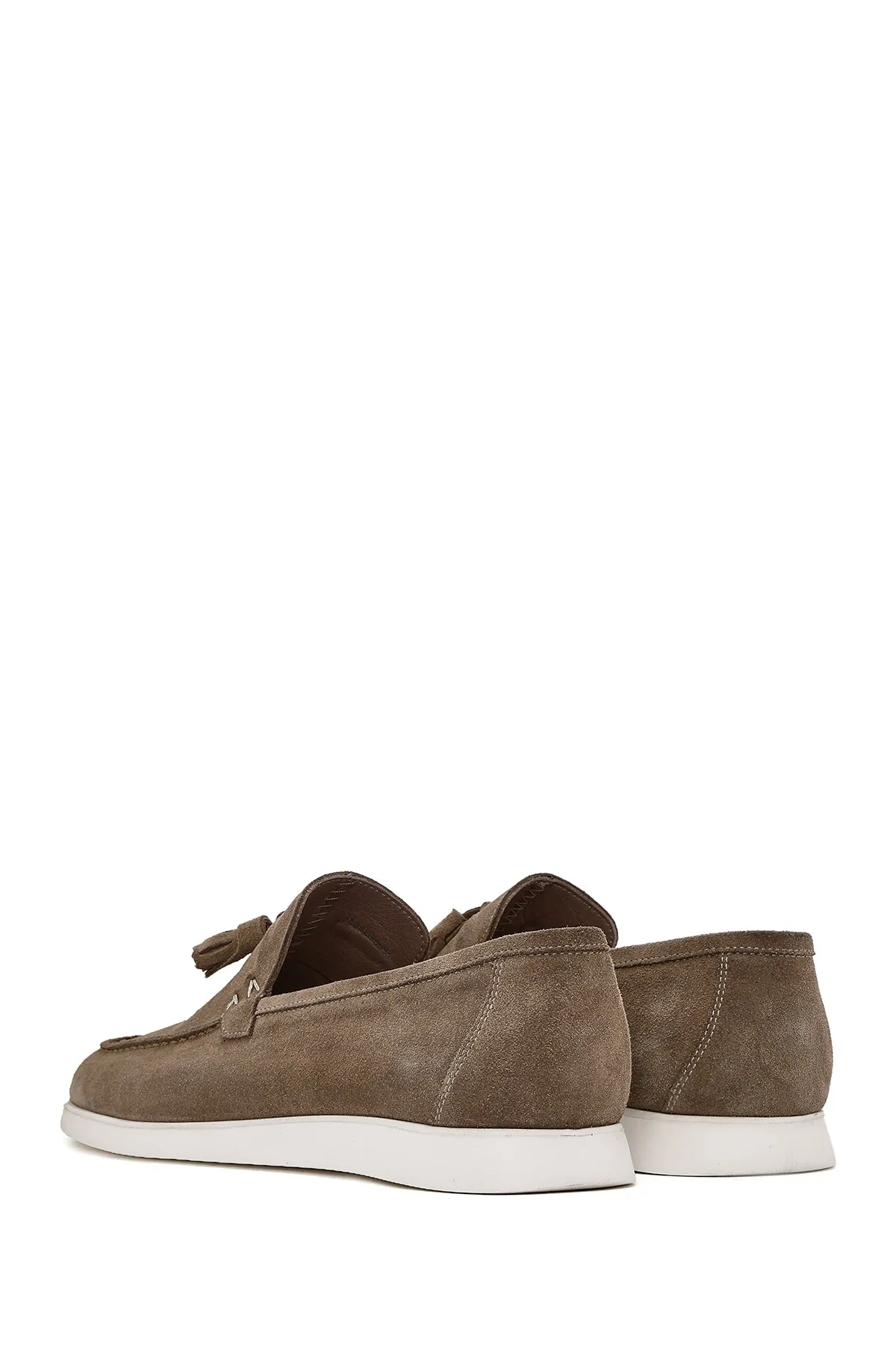 Erkek Bej Püsküllü Süet Deri Casual Loafer