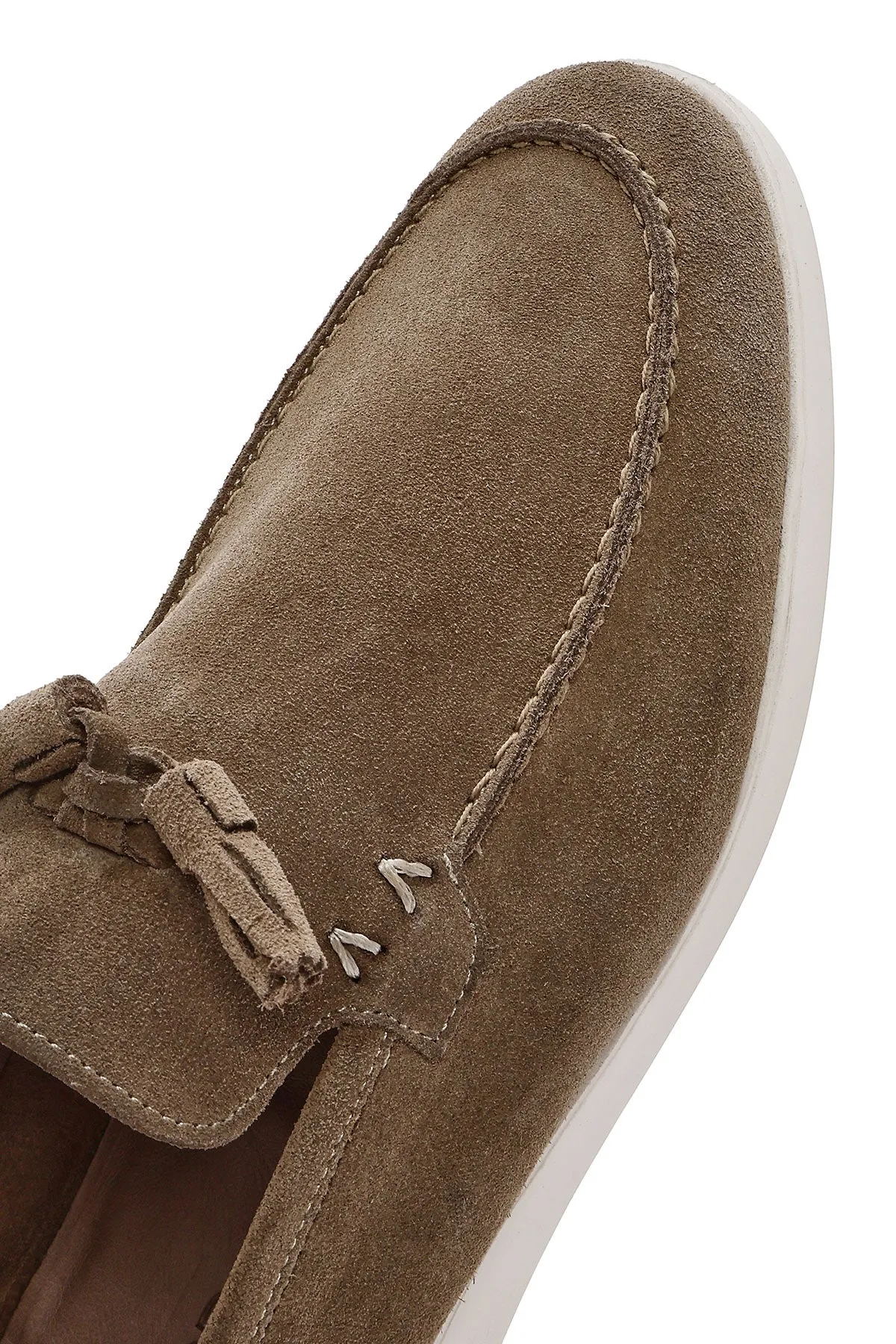 Erkek Bej Püsküllü Süet Deri Casual Loafer