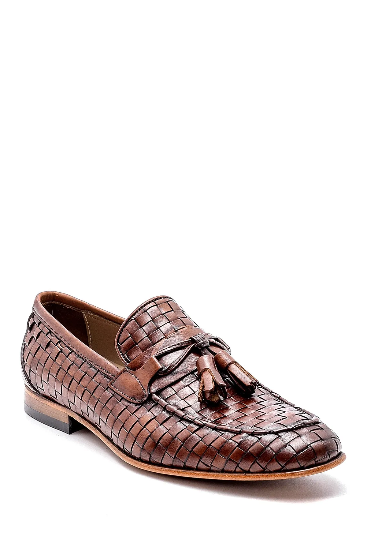 Erkek Deri Örgü Desen Loafer