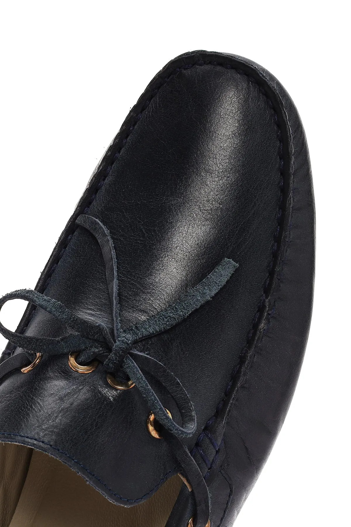 Erkek Lacivert Deri Comfort Loafer