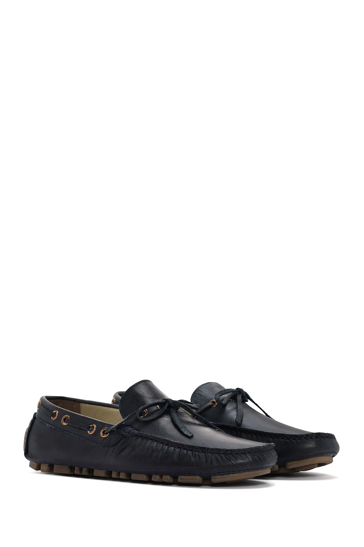 Erkek Lacivert Deri Comfort Loafer