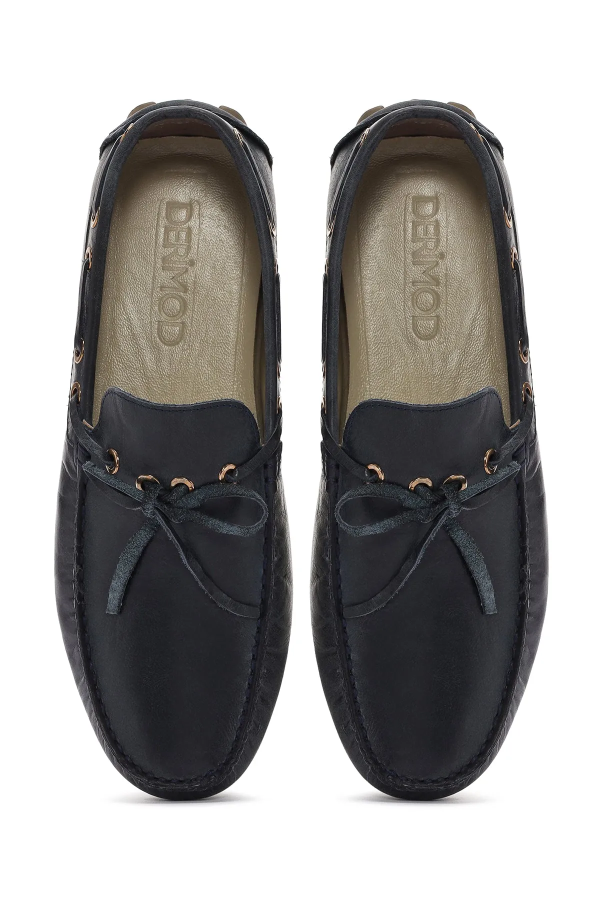 Erkek Lacivert Deri Comfort Loafer