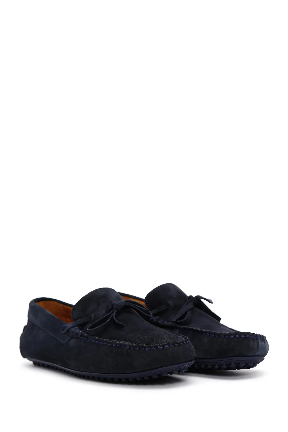 Erkek Lacivert Süet Deri Casual Loafer