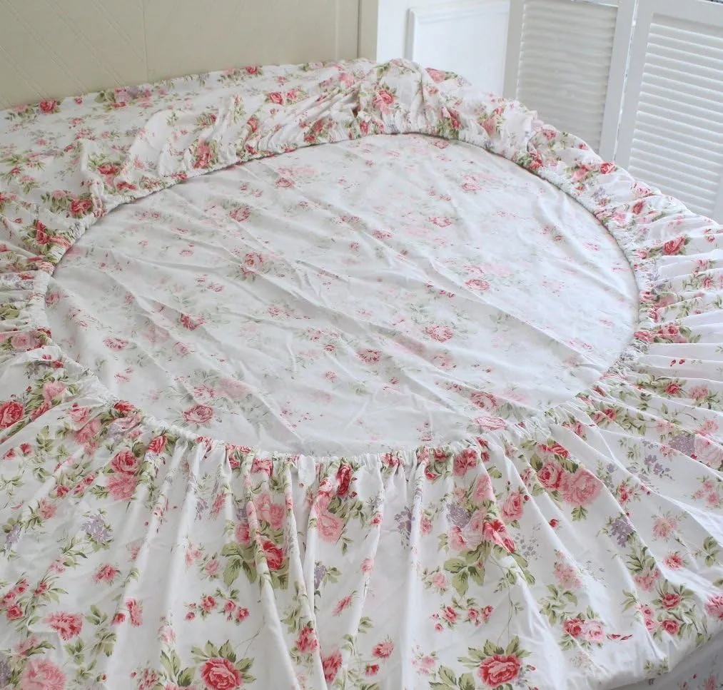 FADFAY Bed Sheets Pink Rose Floral Print Bed Sheet Set 4-Piece Full Size