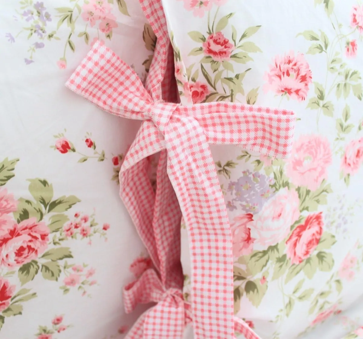 FADFAY Bed Sheets Pink Rose Floral Print Bed Sheet Set 4-Piece Full Size