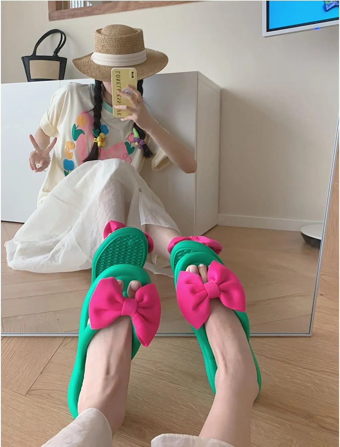 Fairy Bow Flip Flop Summer Beach Sandal Slippers for Womens Girls Women's Flip Flop Sandal Aesthetics Slippers