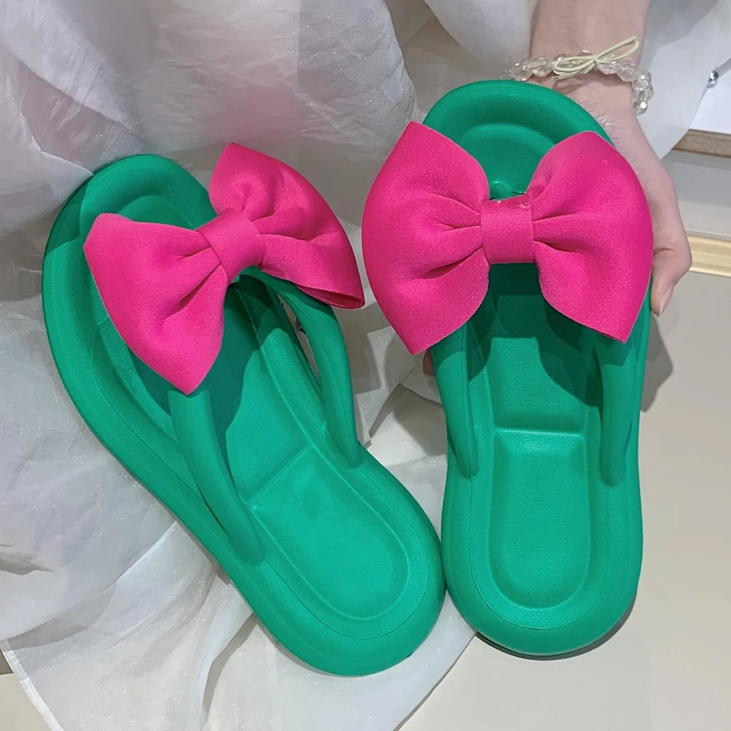 Fairy Bow Flip Flop Summer Beach Sandal Slippers for Womens Girls Women's Flip Flop Sandal Aesthetics Slippers