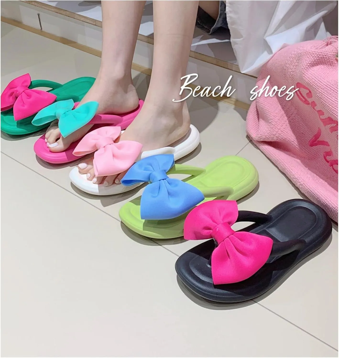 Fairy Bow Flip Flop Summer Beach Sandal Slippers for Womens Girls Women's Flip Flop Sandal Aesthetics Slippers