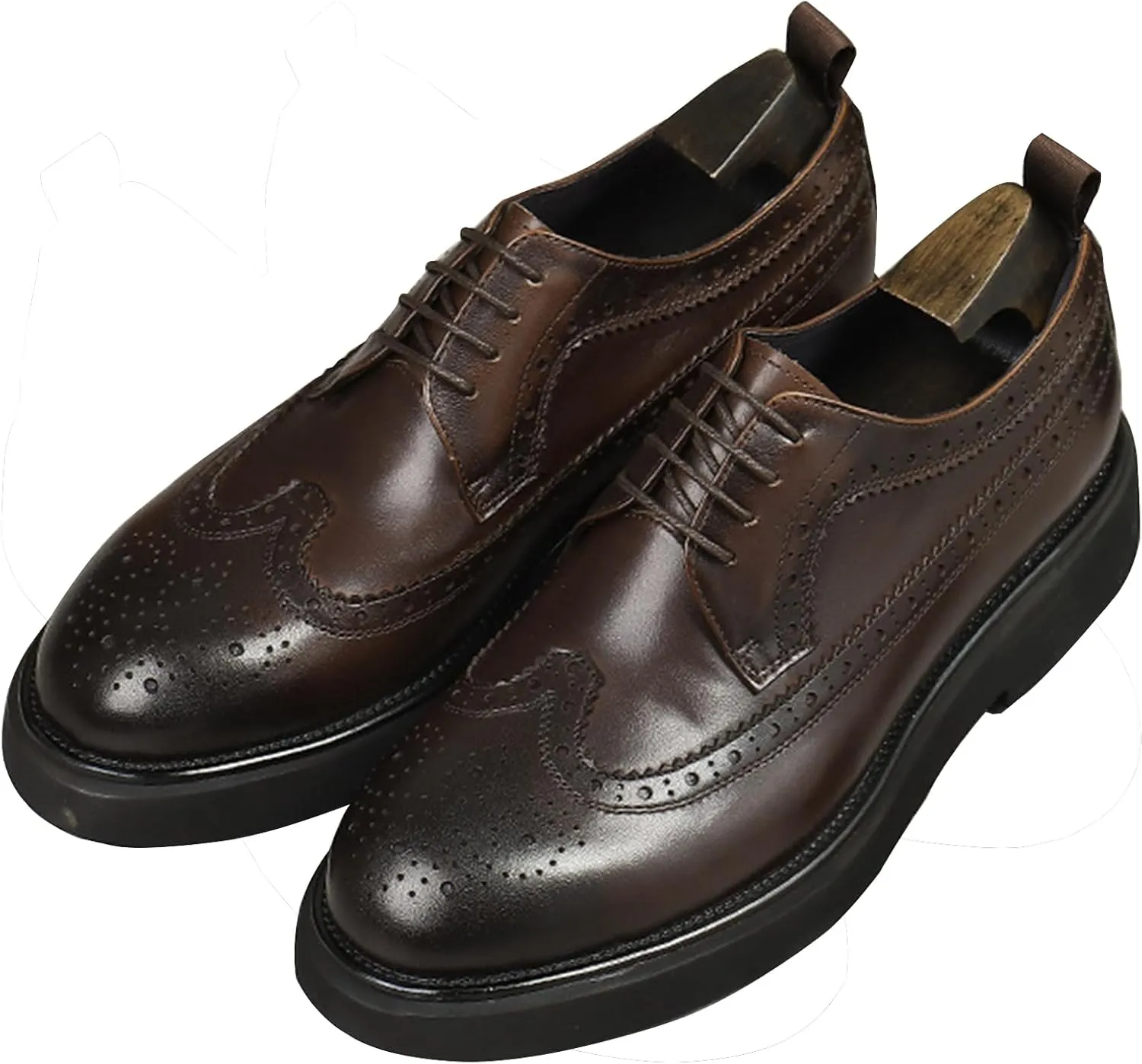 Fashion Brogues for Men, Lace Up Dress Derby Shoes for Male, Formal Wingtip Brogue for Wedding Party