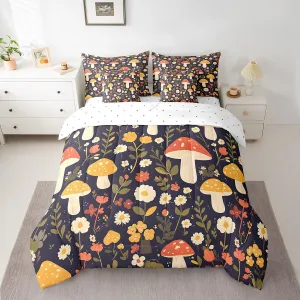 Feelyou Mushroom Bed in a Bag Natural Wild Fungus Comforter Set with Sheets for Kids Boys Girls Botanical Plants 7 Piece Bedding Set Soft Bedding Comforters Queen Size