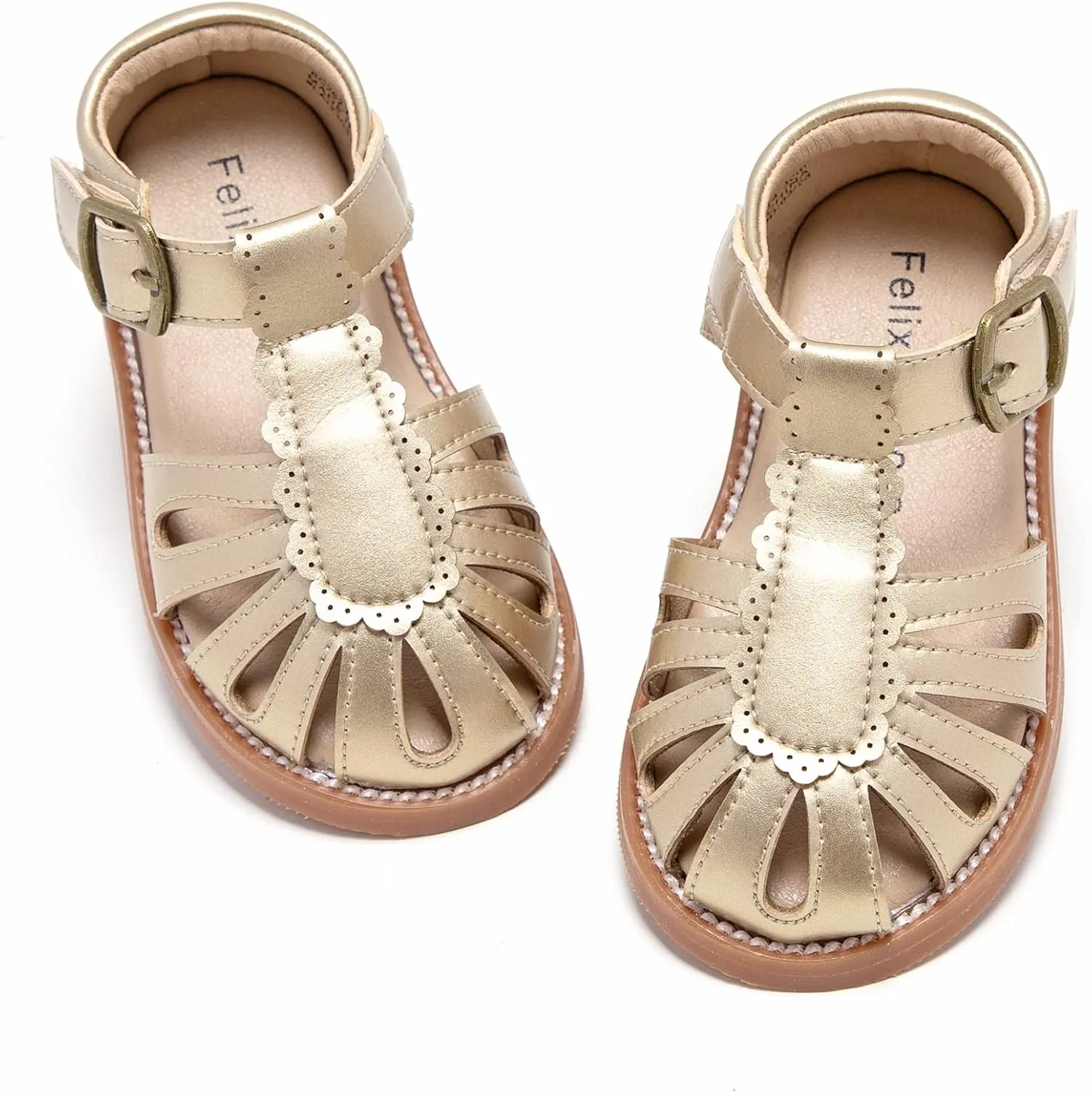 Felix & Flora Toddler Girls Sandals Soft Rubber Princess Flat Shoes Summer Flower Girl Shoes