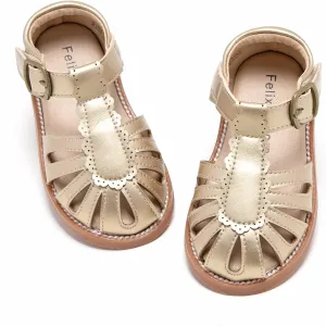Felix & Flora Toddler Girls Sandals Soft Rubber Princess Flat Shoes Summer Flower Girl Shoes