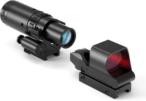 Feyachi M57/M37 1.5X - 5X Red Dot Magnifier with RS-30 Reflex Sight Combo, Multiple Reticle System Red Dot Sight & Magnifier Combo Built-in Flip Mount