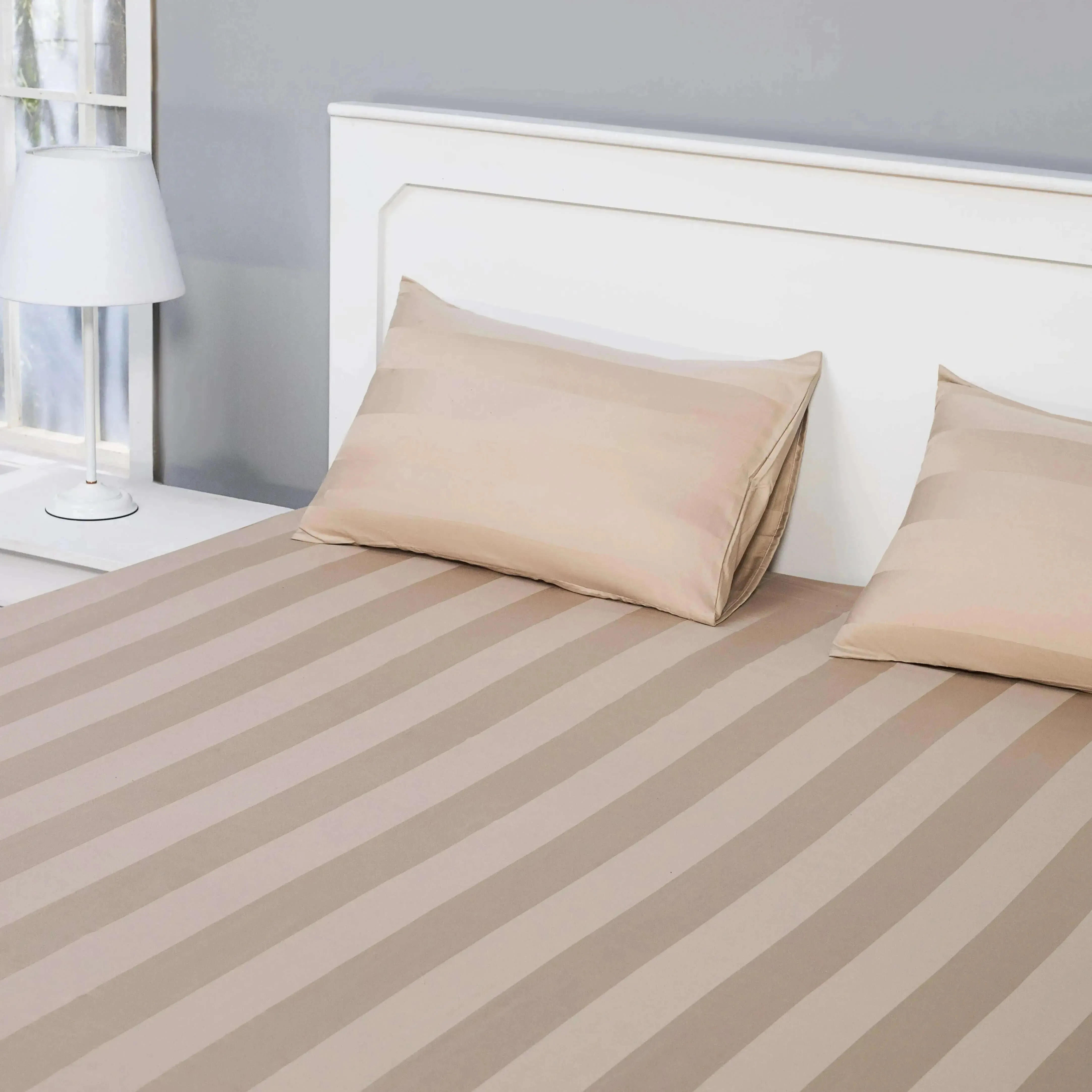 Fitted & Flat sheets with Pillowcase (Beige)