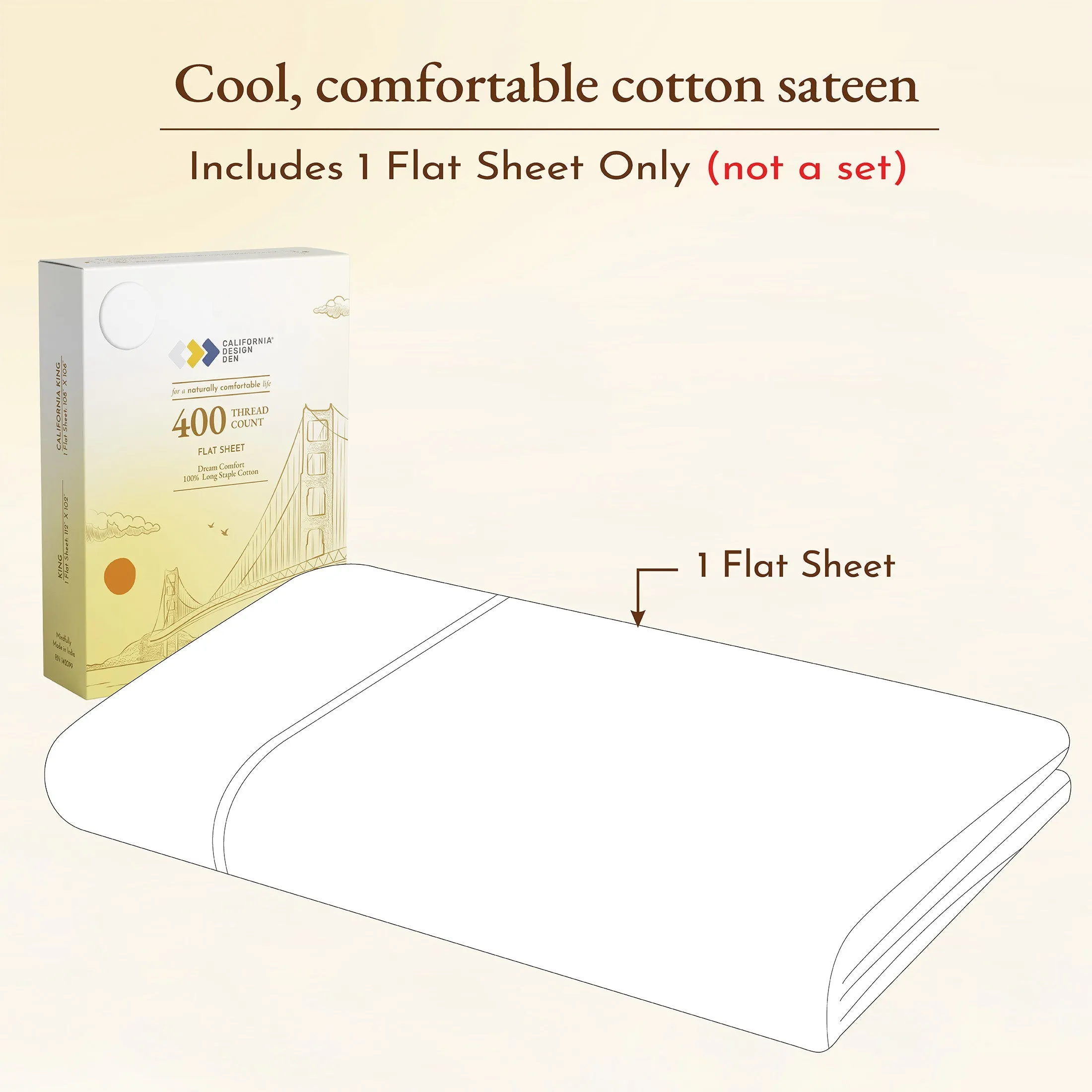 Flat Sheet Only - 400 Thread Count - Dream Comfort
