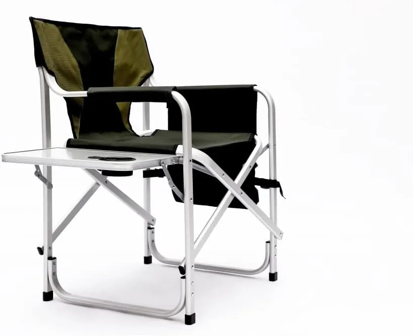 Folding Outdoor Chair with Side Table and Storage Pockets,Lightweight Oversized Directors Chair,Padded Foldable Camping Chair with Steel Frame,for Indoor,Outdoor Camping,Picnics,Fishing