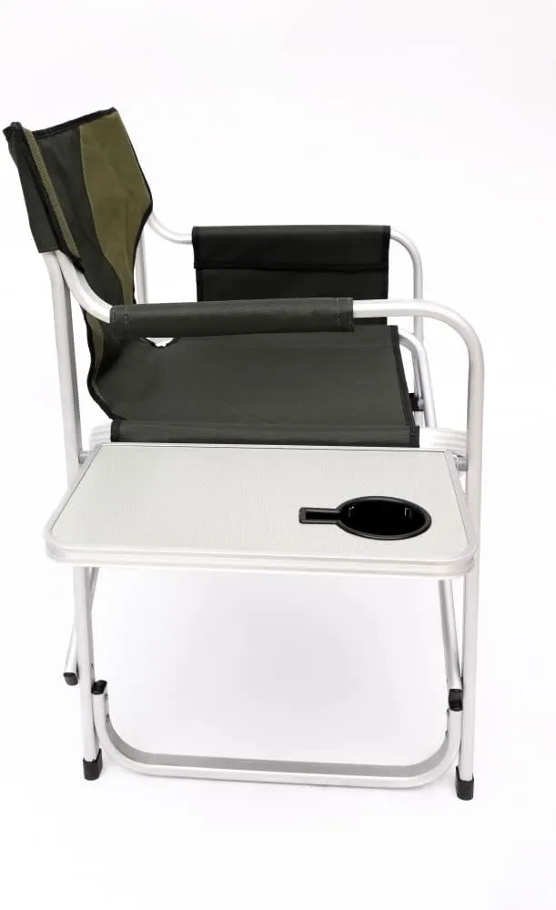 Folding Outdoor Chair with Side Table and Storage Pockets,Lightweight Oversized Directors Chair,Padded Foldable Camping Chair with Steel Frame,for Indoor,Outdoor Camping,Picnics,Fishing