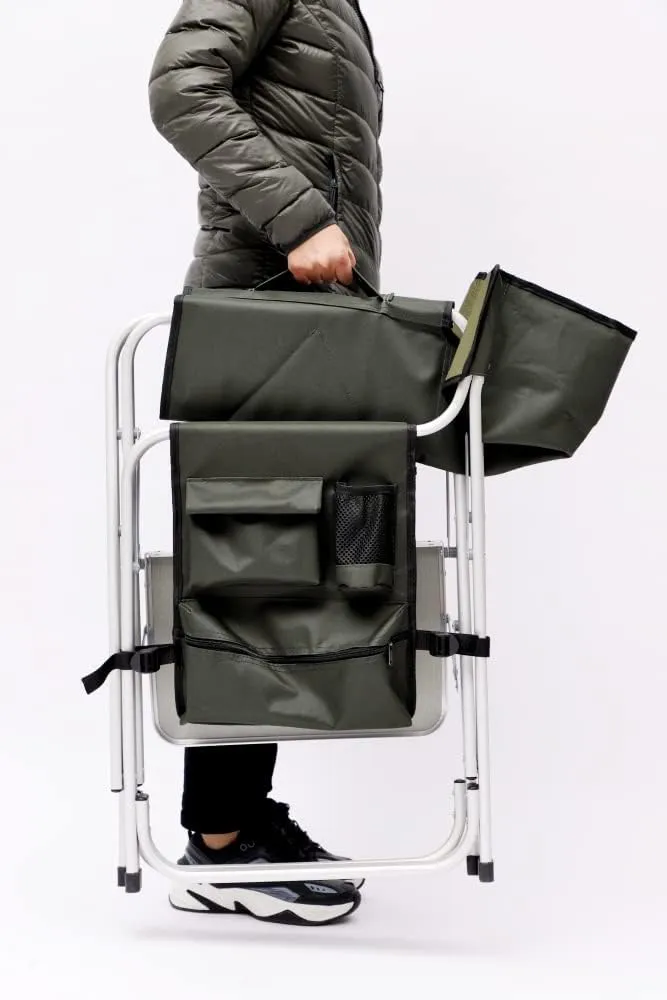 Folding Outdoor Chair with Side Table and Storage Pockets,Lightweight Oversized Directors Chair,Padded Foldable Camping Chair with Steel Frame,for Indoor,Outdoor Camping,Picnics,Fishing