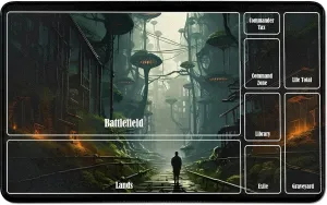 for MTG Card Playmat TCG Playmats Desk Mats 24 X 14 Inch, Stitched Playmat for Commander Board RPG CCG Playing Mat for Cards Game Playing Accessories, Village Man