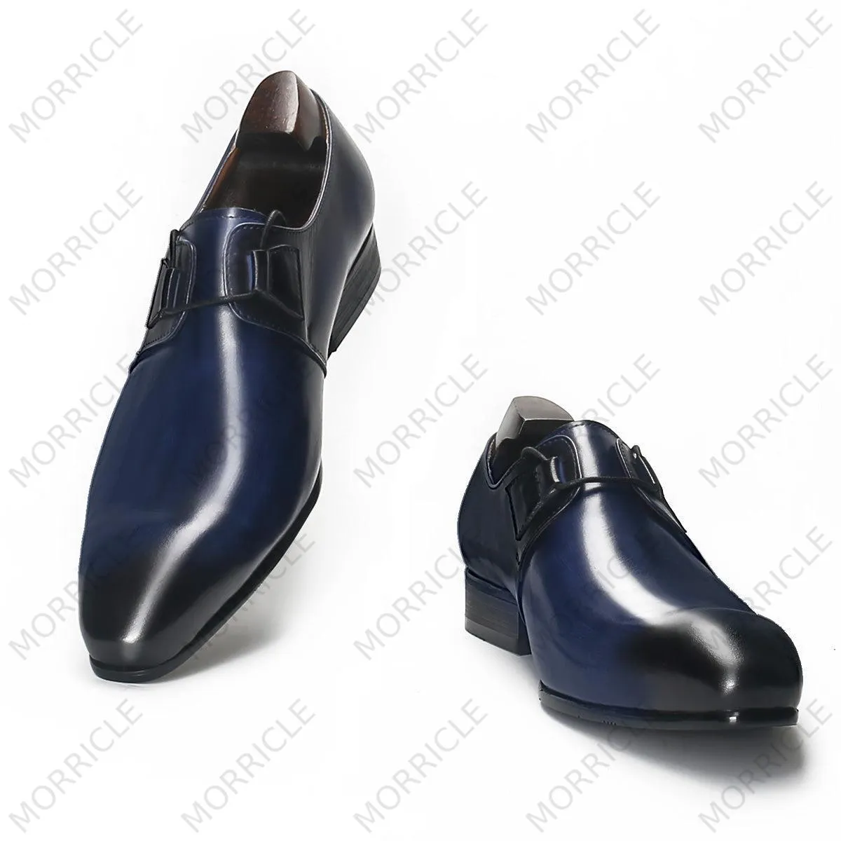 Formal Navy Blue Derby Shoes