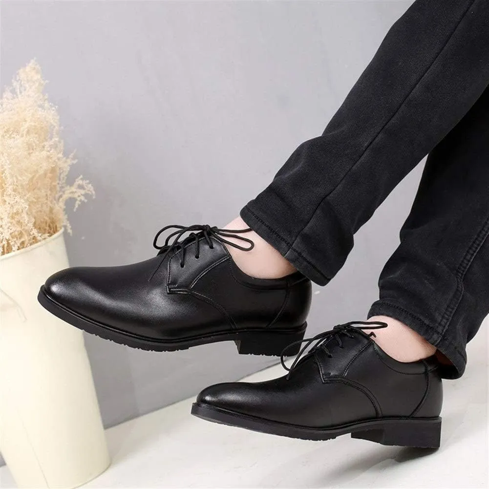 Formal Shoes Dress Oxford for Men Lace Up Round Toe Derby Shoes Cowhide Block Heel Non Slip Resistant Wedding Suitable for Many Occasions