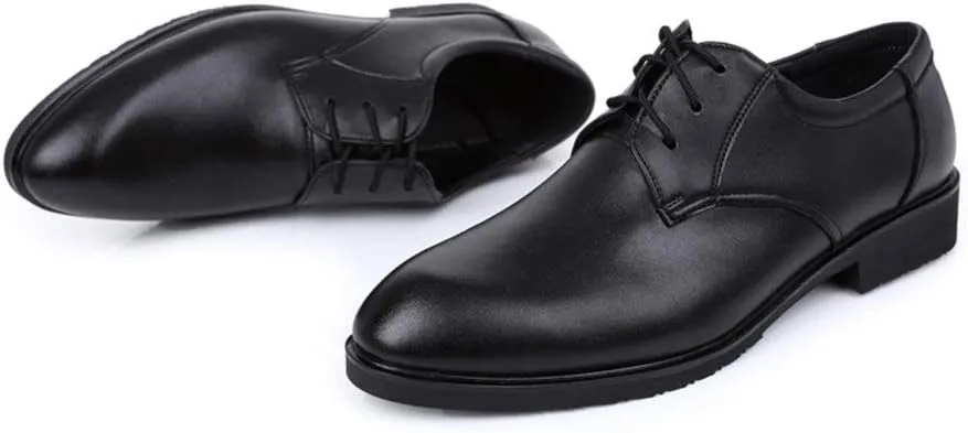 Formal Shoes Dress Oxford for Men Lace Up Round Toe Derby Shoes Cowhide Block Heel Non Slip Resistant Wedding Suitable for Many Occasions