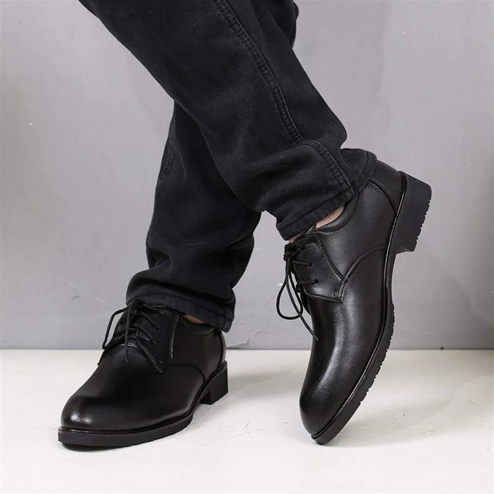 Formal Shoes Dress Oxford for Men Lace Up Round Toe Derby Shoes Cowhide Block Heel Non Slip Resistant Wedding Suitable for Many Occasions