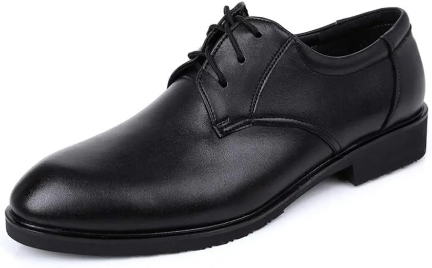 Formal Shoes Dress Oxford for Men Lace Up Round Toe Derby Shoes Cowhide Block Heel Non Slip Resistant Wedding Suitable for Many Occasions