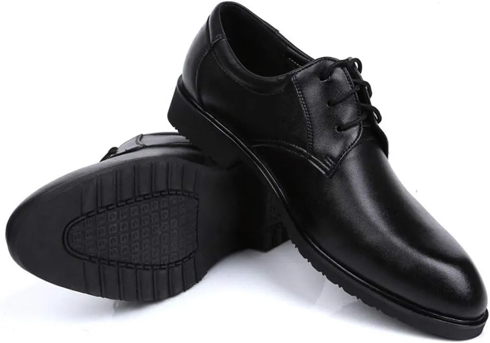 Formal Shoes Dress Oxford for Men Lace Up Round Toe Derby Shoes Cowhide Block Heel Non Slip Resistant Wedding Suitable for Many Occasions