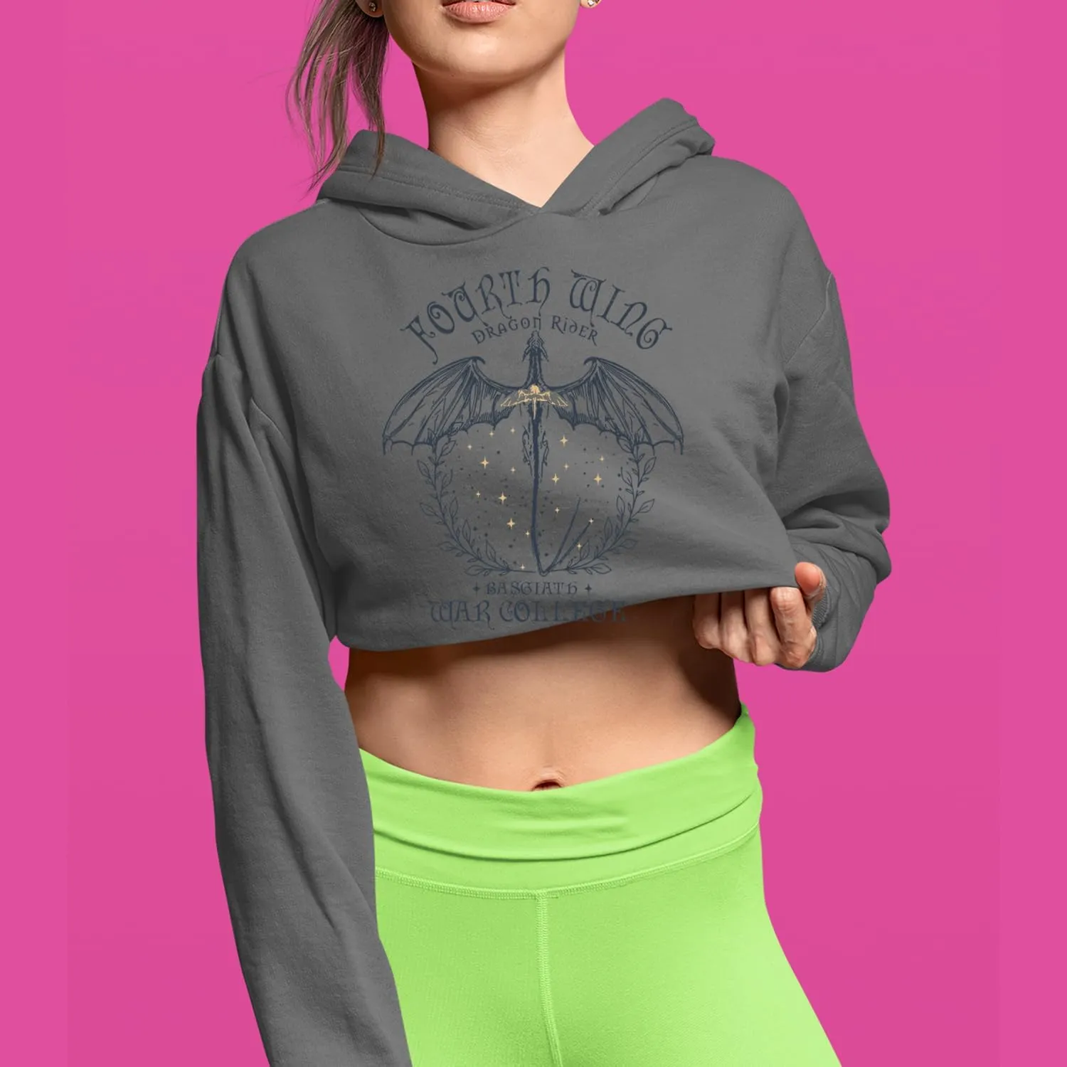 Fourth Wing Dragon Rider Vintage Basgiath War College Cropped Fleece Hoodie, Soft & Cozy, Trendy Fit