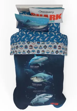Franco Collectibles Discovery Shark Week Bedding 4 Piece Super Soft Comforter and Sheet Set, Twin, (Officially Licensed Product)