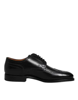 Gabbana Dolce Easy returns Derby Leather Black Shoes & Formal Extensive catalog Wingtip