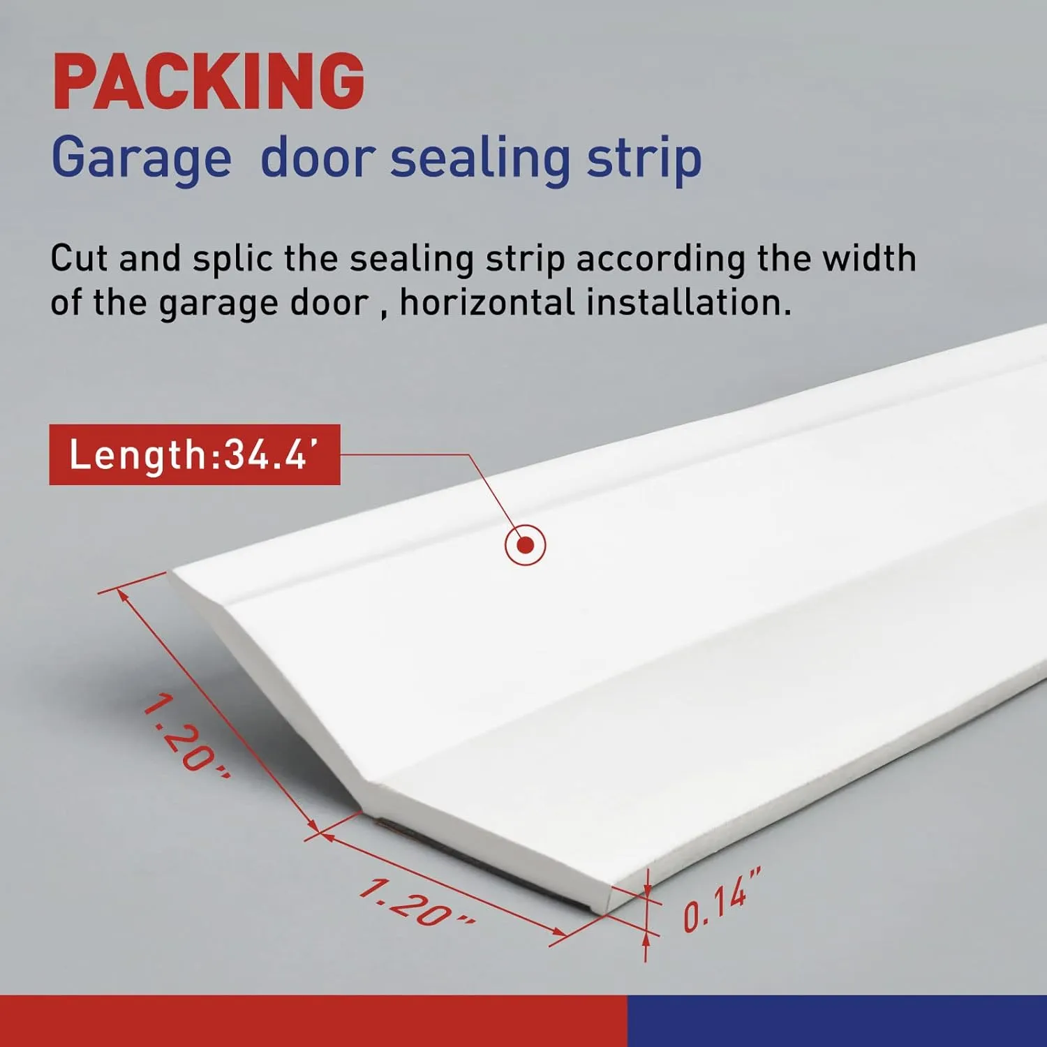 Garage Door Seal Top and Sides Seal Strip White 34.4FT Rubber Weather Stripping Replacement Soft and Hard Composite, Weatherproofing Universal Sealing