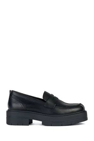 Geox Kadın Siyah Spherica Deri Maskülen Loafer