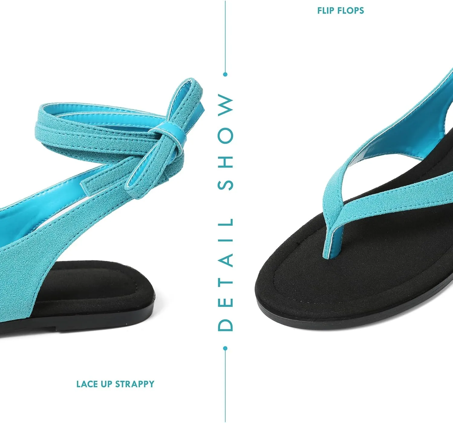Goiphrri Flat Sandals for Women Dressy Comfortable Soft Lace Up Strappy Sandals Round Toe Thong Sandals for Women Flip Flop Sandals Casual Fashion Cute Summer Beach