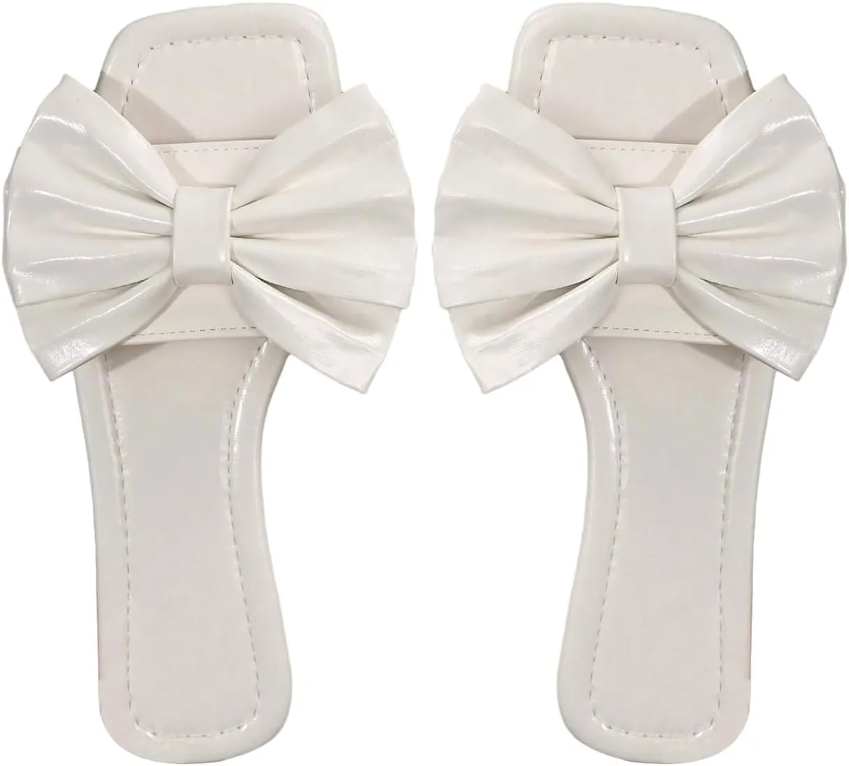 GORGLITTER Women's Bow Sandals Square Open Toe Slip on Dressy Summer Sandals